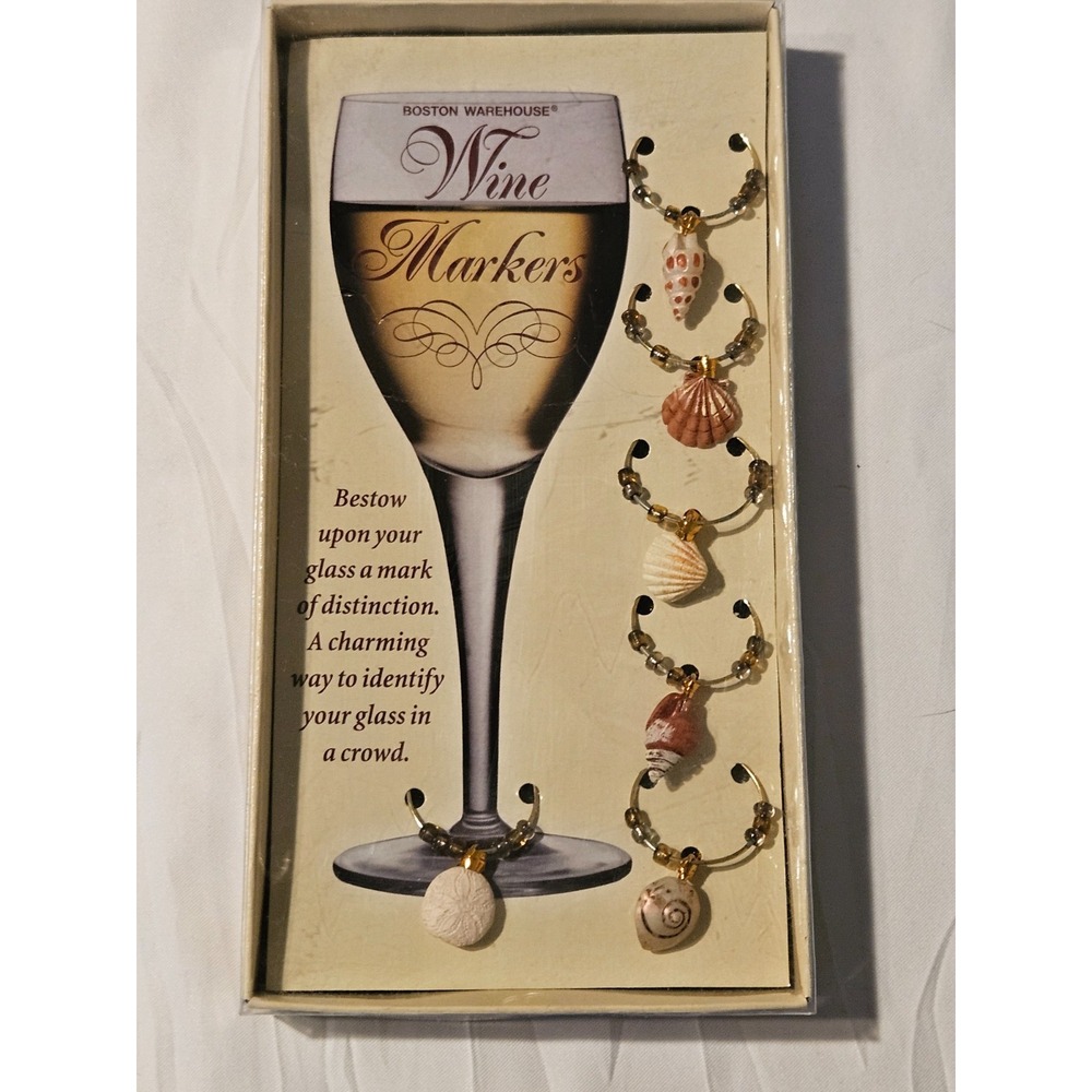 Vintage Boston Warehouse Wine Markers Home Entertaining Ideas Shell Charms#3020